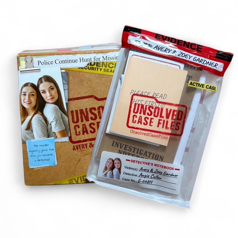 Unsolved Case Files: Avery and Zoey Gardner Game Mystery Detective Family Games